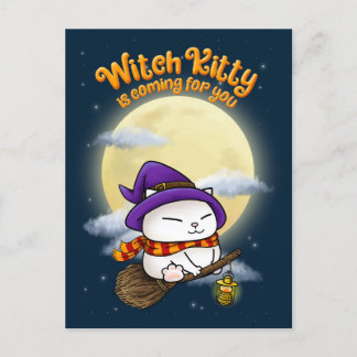 Postal Festiva Halloween Cat Witch Kitty