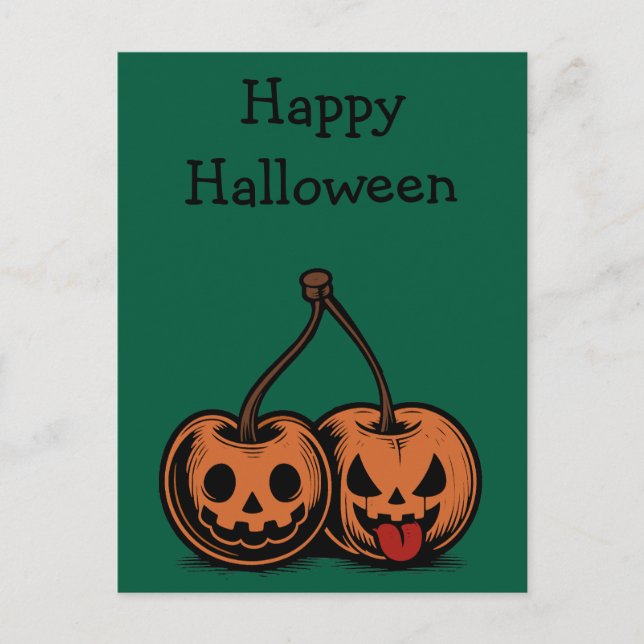 Postal Festiva Halloween Cherry Jack-o-Lanterns (Anverso)