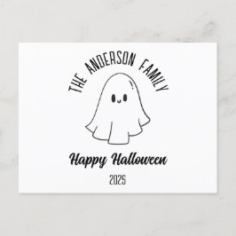 Postal Festiva Halloween Cute Ghost Personalizado Nombre Año