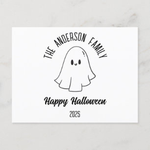 Postal Festiva Halloween Cute Ghost Personalizado Nombre Año