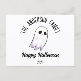 Postal Festiva Halloween Cute Ghost Personalizado Nombre Año