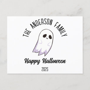Postal Festiva Halloween Cute Ghost Personalizado Nombre Año