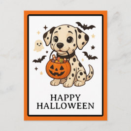 Postal Festiva Halloween Dalmatian Trick o Trate a Fiesta