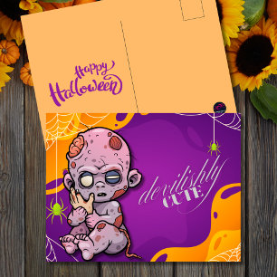 Postal Festiva Halloween de bebé zombi, deliciosamente lindo