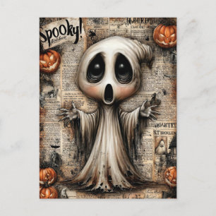 Postal Festiva Halloween de flor y delgada