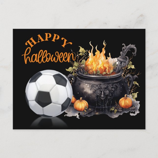 Postal Festiva Halloween de fútbol para jugador (Anverso)