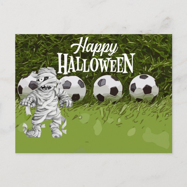 Postal Festiva Halloween de fútbol para jugador (Anverso)
