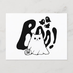 Postal Festiva Halloween de gatos de café