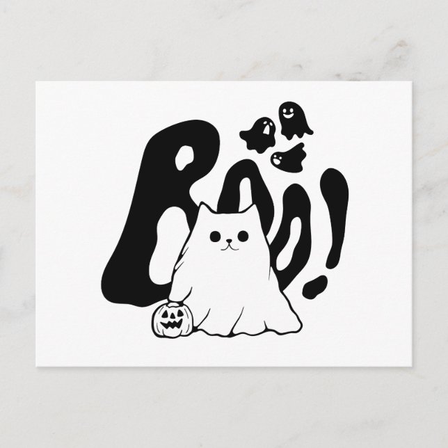 Postal Festiva Halloween de gatos de café (Anverso)
