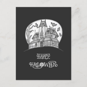 Postal Festiva Halloween de Haunted House y Bats