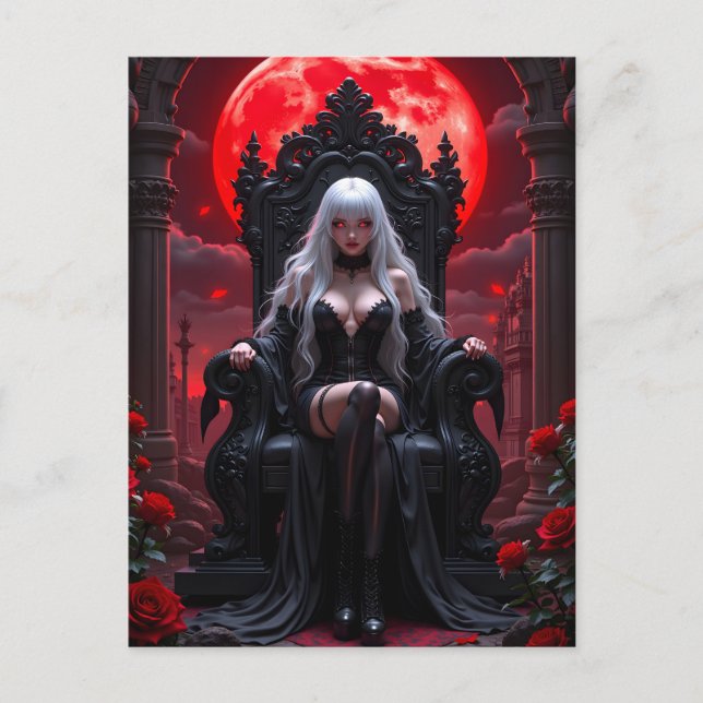 Postal Festiva Halloween de la Reina Roja de la Luna Roja (Anverso)