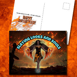 Postal Festiva Halloween de las miradas tensas y las almas