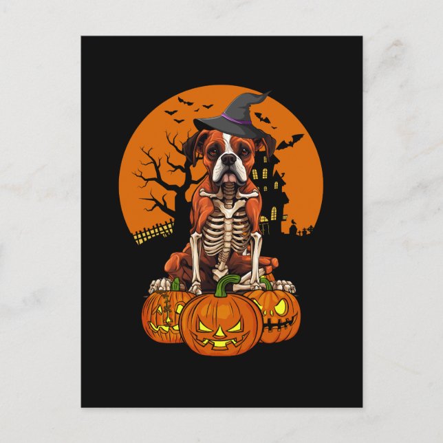 Postal Festiva Halloween del Boxer Alemán (Anverso)