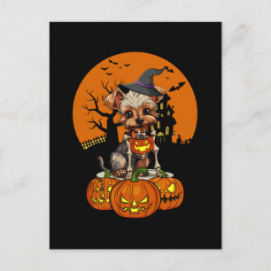Postal Festiva Halloween del Perro Terrier de Yorkshire