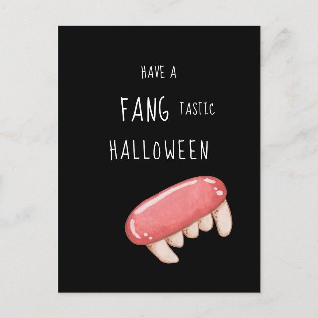 Postal Festiva Halloween Fang-tastic | Fangs de vampiros fantasma (Anverso)