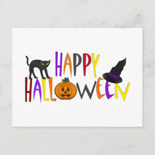 Postal Festiva Halloween feliz y colorido