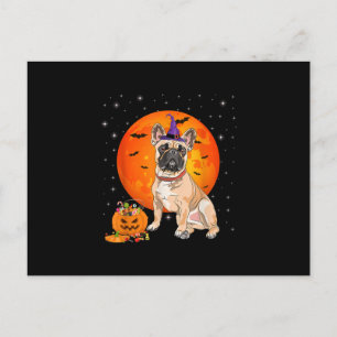 Postal Festiva Halloween French Bulldog Truco o Trato Calabaza