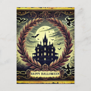 Postal Festiva Halloween Gótico Feliz Halloween