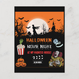 Postal Festiva Halloween Horror Movie Night Party Invitation