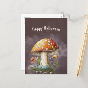 Postal Festiva Halloween Naranja Mushroom