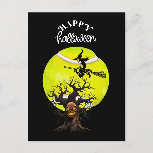 Postal Festiva Halloween para jugador de tenis (Anverso)