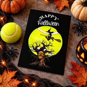 Postal Festiva Halloween para jugador de tenis