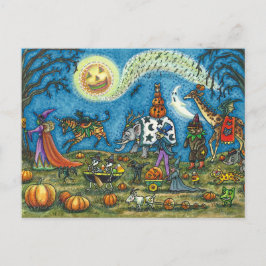 Postal Festiva HALLOWEEN PARADE Witch Giraffe Bear Zebra Skellis