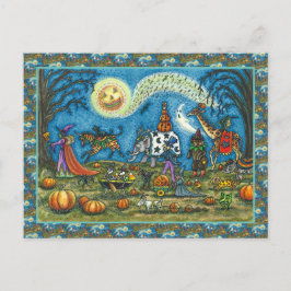 Postal Festiva HALLOWEEN PARADE Witch Giraffe Bear Zebra Skellis
