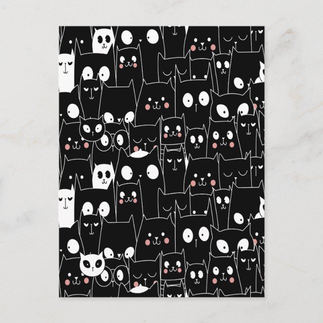 Postal Festiva Halloween Personalizado blanco negro adorable anim (Anverso)