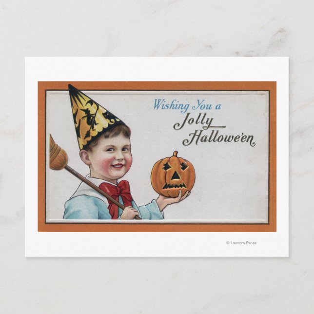Postal Festiva Halloween Saludo a Jolly Halloween (Anverso)