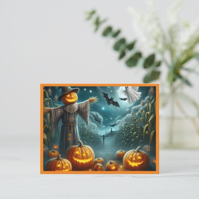 Postal Festiva Halloween Scarecrow (Anverso de pie)