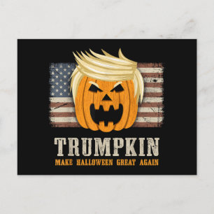 Postal Festiva Halloween Trumpkin Vintage US Flag Funny