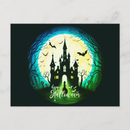 Postal Festiva Halloween, un castillo feliz