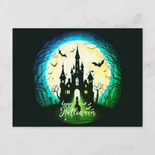 Postal Festiva Halloween, un castillo feliz