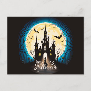 Postal Festiva Halloween, un castillo feliz