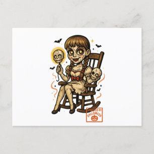 Postal Festiva Halloween, una muñeca hinchada de alfiler, espeluz