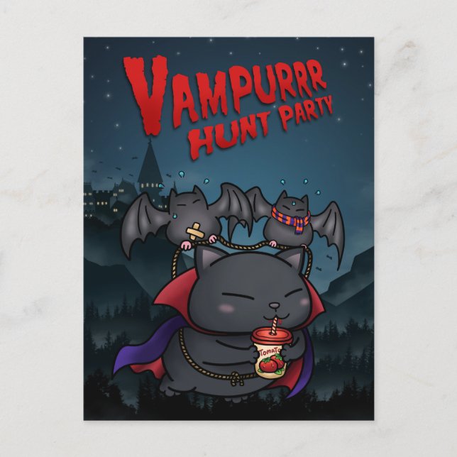 Postal Festiva Halloween Vampire Cat Vampurr (Anverso)