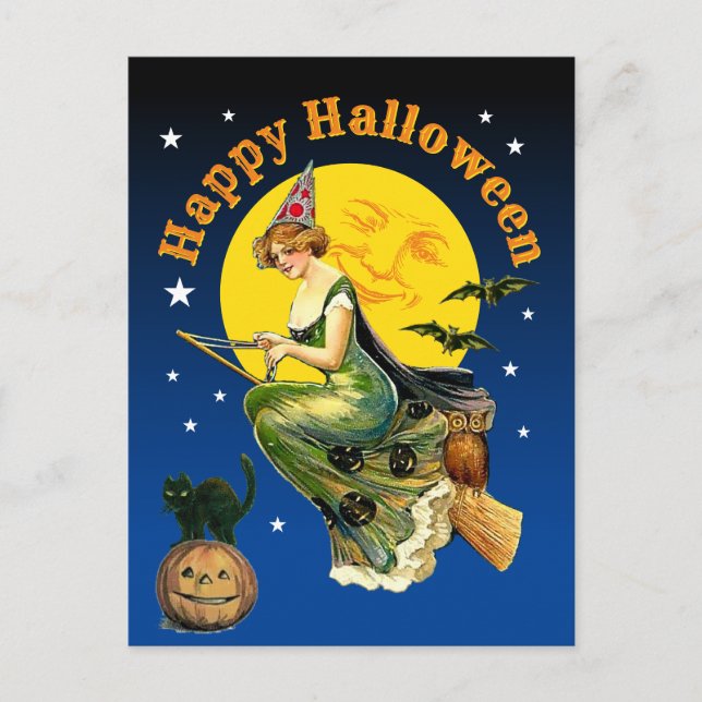 Postal Festiva Halloween vintage (Anverso)