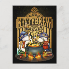 Postal Festiva Halloween Witch Cats Kitty Brew