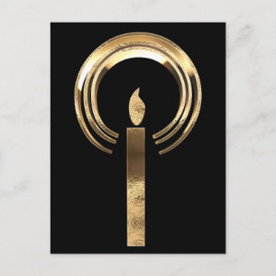 Postal Festiva Halo alrededor de Candle Flame Navidades de oro el