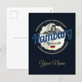 Postal Festiva Hamburg Skyline Alemania Vintage Holiday Souvenir
