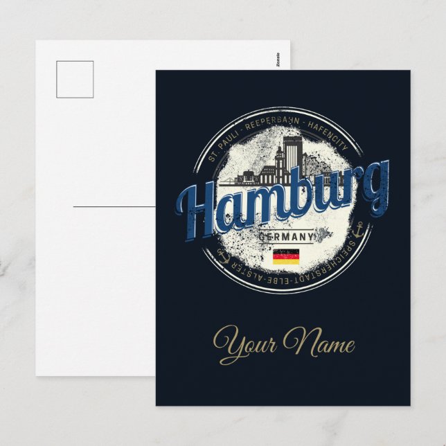Postal Festiva Hamburg Skyline Alemania Vintage Holiday Souvenir (Anverso / Reverso)