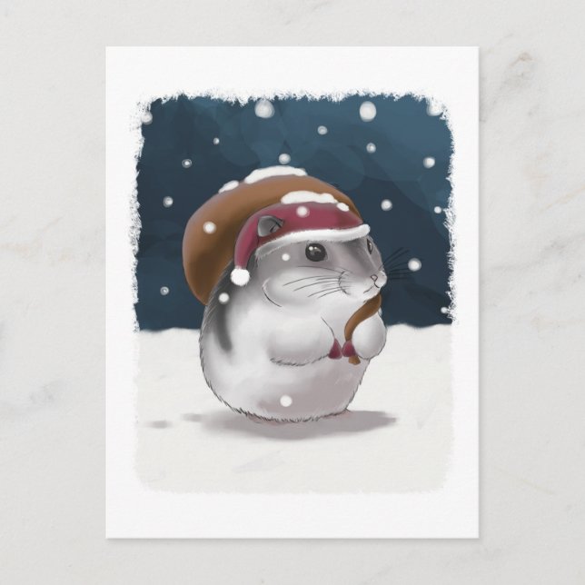Postal Festiva Hamster Santa (Anverso)