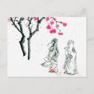 Postal Festiva Hanami Ver florecer flores sakura