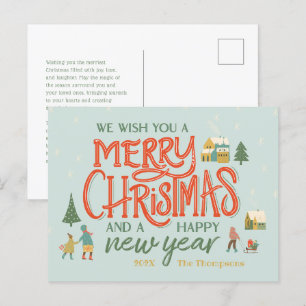 Postal Festiva Hand Lettered Merry Christmas Village
