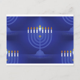 Postal Festiva hanukkah azul feliz