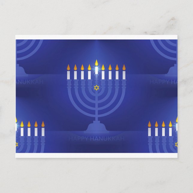 Postal Festiva hanukkah azul feliz (Anverso)