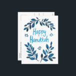 Postal Festiva Hanukkah Botanical Watercolor<br><div class="desc">¡Dulce dibujo para desear a alguien feliz hanukkah! Haga clic en "personalizar" para agregar su propio texto al reverso. También disponible como tarjeta de felicitación o descarga digital para enviar instantáneamente por correo electrónico o mensaje de texto. Revisa mi tienda para más o hazme saber si quieres algo personalizado! ¡Puedo...</div>