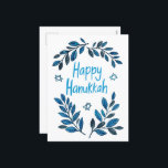 Postal Festiva Hanukkah Botanical Watercolor<br><div class="desc">¡Dulce dibujo para desear a alguien feliz hanukkah! Haga clic en "editar usando la herramienta de diseño" para agregar su propio texto. También disponible como tarjeta de felicitación o descarga digital para enviar instantáneamente por correo electrónico o mensaje de texto. Revisa mi tienda para más o hazme saber si quieres...</div>