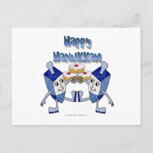Postal Festiva Hanukkah Dancing Dreides y Jelly Doughnut